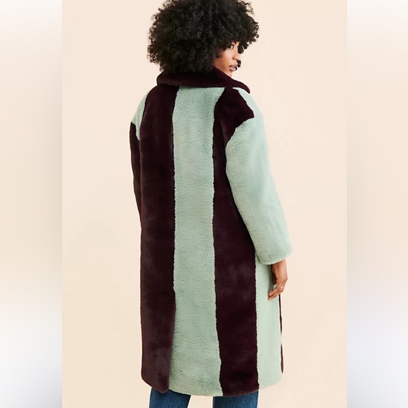 Jakke Katie Striped Coat - Mint Green and Burgundy - Picture 4 of 7